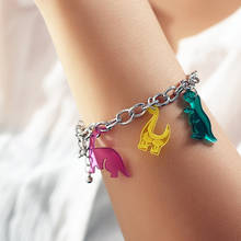 Pulsera de dinosaurio de colores para mujer, pulsera de cadena de Animal de resina transparente Simple, joyería de tendencia, regalo para niña, novedad de 2021 2024 - compra barato