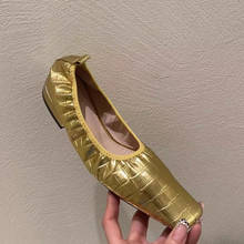 Sapatos baixos de ballet femininos, sapatos da moda com dedos quadrados, elásticos confortáveis e baixos 2024 - compre barato