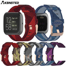 Ремешок AKBNSTED нейлоновый Камуфляжный для наручных часов Fitbit Versa/Versa 2/Versa Lite/Blaze, аксессуары для смарт-часов, 22 мм 2024 - купить недорого