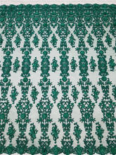 Высококачественное вышитое вручную кружевное декоративное вышитое бисером Африканское нигерийское Кружевное французское Тюлевое свадебное платье юбка 5 ярдов 2024 - купить недорого