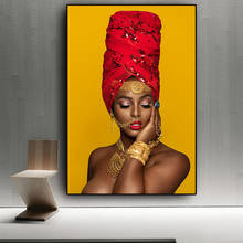 Pintura al óleo de Mujer Africana desnuda, labios sexys negros y dorados, sobre lienzo, Cuadros, carteles e impresiones, cuadro de pared para sala de estar 2024 - compra barato
