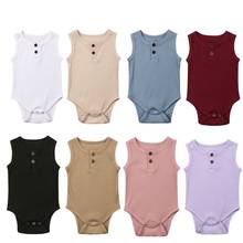 0-24M Newborn Summer Clothing Baby Girl Knit Solid Ribbed Bodysuit  Girls Sleeveless Jumpsuit Boy Cotton Outfits Boys Sunsuit 2024 - buy cheap