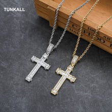 TUNKALL Cross Brass Pendant Micro pave with CZ Bling Bling Mens Necklace Rock Hip Hop Jewelry CN337 2024 - buy cheap