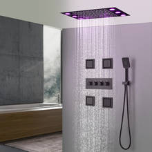 matte  black massage shower Faucets set bathroom ceiling flush rainfall shower head thermostatic mixer body jet led shower 2024 - buy cheap