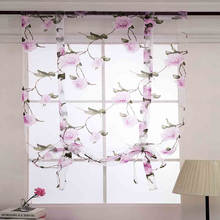 Cortina de tul transparente con hojas, tratamiento de ventana, tela cenefa 2024 - compra barato