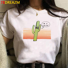 Одежда с кактусами, женские футболки с графическим рисунком в стиле Харадзюку, женская одежда для пары, кавайная футболка в стиле Харадзюку, топы, футболки ulzzang 2024 - купить недорого