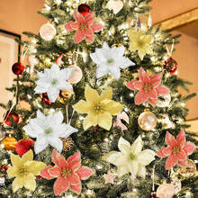 5 шт. Блестящий Рождественский цветок, Рождественская елка, подвесная фотография для нового года, строительный Рождественский венок 2024 - купить недорого