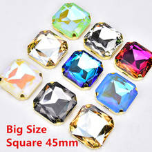 New Big Size 45mm Square Mocha Rhinestones Glass Crystal With Gold Claw Loose Stones Sewing For Garment Dress DIY Accessories 2024 - buy cheap