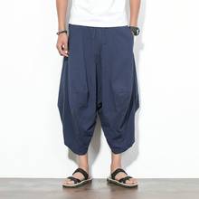 Baggy Cotton Harem Pants Men 2021 Summer Japanese Vintage Chinese Pants Man Hip Hop Plus Size Wide Leg Pants Pantalon 12229 2024 - buy cheap