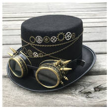 Men Women Vintage Handmade Steampunk Top Hat With Gear Glasses Stage Magic Hat Bowler Hat Size 57CM Steampunk Hat 2024 - buy cheap