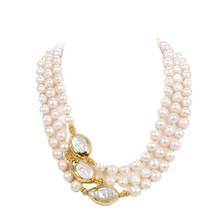 GG Jewelry-collar de perlas Keshi chapadas en oro y Perla blanca, 3 hebras, 18-21 pulgadas 2024 - compra barato