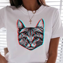 Creative novelty Funny Visual error Cat print Women t shirt Hipster Short Sleeve O Neck t-shirt Ladies White Tops Tee Shirt 2024 - buy cheap