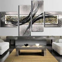 Pure Hand-painted Grey And Black Series Canvas Oil Painting No Frame Home Decor Wall Art 4pcs/set Paintings For Living Room 2024 - buy cheap