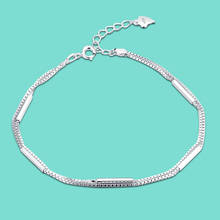 Pulsera minimalista de plata 100% pura para mujer, cadena de caja de plata sólida de 19CM de longitud, joyería fina, regalo de cumpleaños 2024 - compra barato