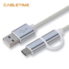 Cabletime-cabo micro usb 2 em 1, carregador rápido, data, usb c, cabo micro usb, para macbook, xiaomi, huawei, android, n061 2024 - compre barato