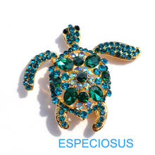 Estilo do oceano jóias strass tartaruga broche de cristal girafa pino feminino ornamentos mar cor azul senhoras pino casaco vestuário 2024 - compre barato