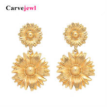 Carvejewl Post Earrings two daisy flowers pendant Dangle Earrings For Women jewelry girl gift new fashion Korean earrings 2019 2024 - buy cheap