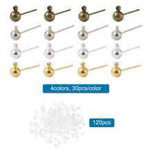 120pcs Brass 5mm Round Ball Post Stud Earring Findings with Loop Plastic Ear Nut For Jewelry Dangle Earring Making Findings DIY 2024 - buy cheap