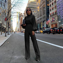 Модный официальный женский комбинезон с длинным рукавом, Новинка лета 2020, повседневный Однотонный женский черный комбинезон, модные женские брюки 2024 - купить недорого