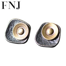 FNJ DIY Earrings 925 Silver Original Pure S925 Sterling Silver Stud Earring for Women Jewelry 2024 - buy cheap