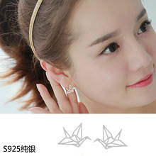 New Hot Fashion 925 Sterling Silver papercranes Earrings for Women Girls Gift Fashion Statement Jewelry 2024 - buy cheap