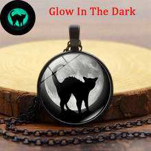 Черный кот светящееся ожерелье креативный ручной работы светится в темноте стеклянный кулон Винтажное колье свитер для женщин Хэллоуин ювелирные изделия 2024 - купить недорого
