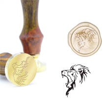 Печатная печать на льве с животным, восковая печать, подарочная печать B14, оригинальный штамп, деревянная ручка, сделай сам, старинная печать в стиле ретро 2024 - купить недорого