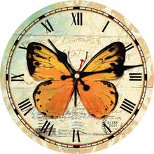 New Year High Quality Butterfly Large Decorative Round Wall Clock Living Room Wall Decor Saat Fashion Silent Vintage Watch Wall 2024 - buy cheap