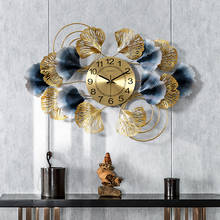 Relógio de parede de ferro forjado ginkgo, decoração adesiva para sala de estar e hotel 2024 - compre barato