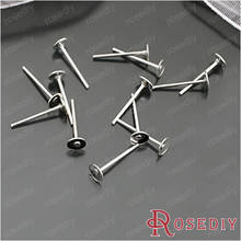 Wholesale Length 11.5mm Imitation Rhodium Iron Stud Earring with 4mm Paste Settings Diy Jewelry Findings 200 pieces(JM4948) 2024 - buy cheap