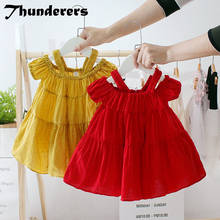 Thunderers-vestido de princesa para niña, vestido de algodón con hombros descubiertos, para fiesta, 24 meses a 6 años 2024 - compra barato