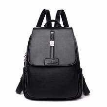 Women Leather Backpacks High Quality Sac A Dos Rucksacks For Girls Vintage Bagpack Solid Ladies Travel Back Pack School Female 2024 - buy cheap