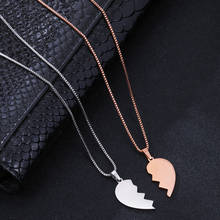 Fashion Stainless Steel Half Love Heart Pendant Necklace For Women Rose Gold Choker Necklace Bestfriend Gift Jewelry Colar 2024 - buy cheap