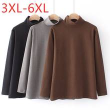 New Ladies Autumn Winter Plus Size Basic Tops For Women Large Long Sleeve Turtleneck Elastic Keep Warm T-shirt 3XL 4XL 5XL 6XL 2024 - buy cheap