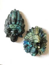 Labradorite Indian Statue Hand Carved Gemstone Natural Folk Crafts For Gifts 2024 - buy cheap