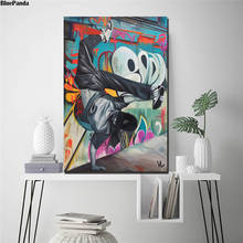 Lienzo urbano HandstandArt para decoración moderna del hogar, Póster Artístico con Graffiti, pintura abstracta en blanco y negro, cuadro de pared 2024 - compra barato