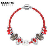 ELESHE-pulsera de cuero trenzado para mujer, brazalete de cuentas de cristal de Murano, joyería, liquidación 2024 - compra barato