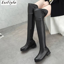 ESRFIYFE 2020 New Big Size 34-48 Female Over The Knee Boots Zippers Women's Thigh High Boot Buckle Strap Thick Heels Shoes Woman 2024 - buy cheap
