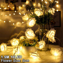 Guirlanda de luz artificial com 10 leds, 1.5m, flores de buquê, luzes de fadas, de espuma, para decoração de dia dos namorados, casamento 2024 - compre barato