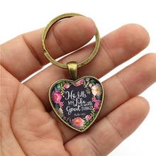 WG 1pc Antique Bronze Bible Verses Time Gem&stone Heart Keychain Metal Glass Ball Keyring Keychain For Women Car Bags jewelry 2024 - buy cheap