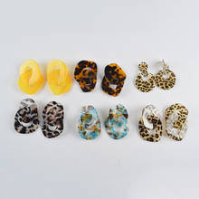 UJBOX-pendientes colgantes exagerados Multicolor, pendientes largos de leopardo, personalidad coreana, pendientes irregulares geométricos 2024 - compra barato
