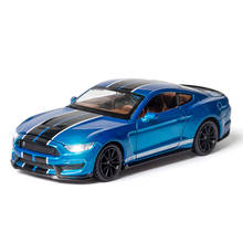 Coche de juguete Ford Mustang Shelby GT350, supercoche de aleación, simulación de sonido, luz, juguetes para tirar hacia atrás, regalos para vehículos, 1/32 2024 - compra barato