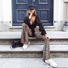 high waist leopard print flare leggings 2020 autumn winter women fashion sexy bodycon trousers club pants 2024 - buy cheap