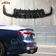 Fibra de carbono amortecedor traseiro lábio difusor spoiler para audi a5 s5 sedan 4 door 2017 2018 2019 com luz led pára-choques 2024 - compre barato