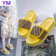 Sandalias de verano para mujer, chanclas con plataforma de lujo, deslizantes, calzado plano de diseño suave, 2021 2024 - compra barato
