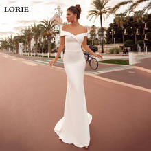 LORIE Smiple And Clean-vestido de novia de sirena, hombros descubiertos, longitud hasta el suelo, marfil 2024 - compra barato