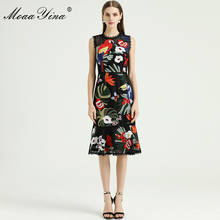 Moaayina-vestido designer de moda feminino, primavera-verão, vestido de sereia, flores com folhas verdes, borboletas, papagaio, bordado 2024 - compre barato