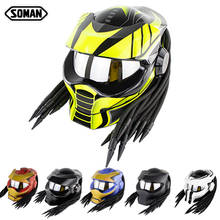 Casco de motocicleta de cara completa para hombre, máscara de casco de protección de cara completa, personalizada, de moda, Retro, color negro 2024 - compra barato