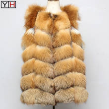 New Winter Women Red Fox Fur Vests 100%Natural real Fox Fur Vest Fashion Casual European Street Style Genuine Red Fox Fur Vests 2024 - buy cheap