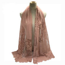 HanXi Elegant Viscose Lace Scarf Women Fashion Cotton Hijab for Muslim 170*70cm 2024 - buy cheap